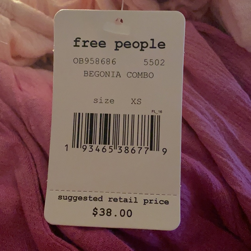 Free People Begonia Combo Ombre Pink Off-the-Shoulder Top XS - Picture 5 of 6